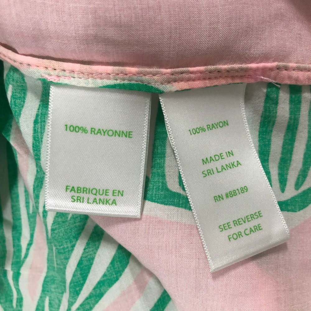 Lilly Pulitzer Pink Green Palm Leaf Off The Shoulder Bell Sleeve Blouse Small - Picture 4 of 8